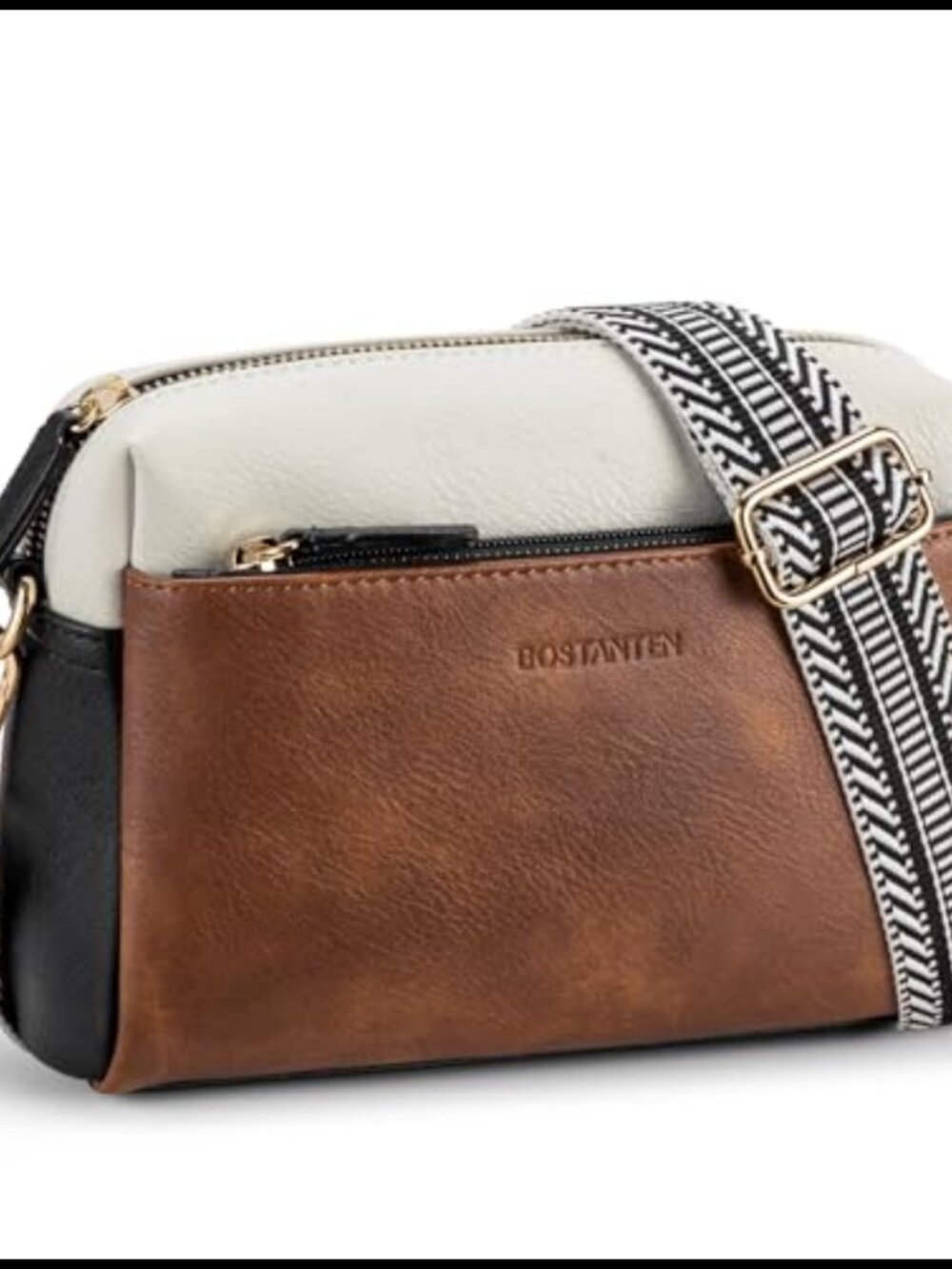 Small Multi Pocket Crossbody Purse Vegan Leather Guitar Strap